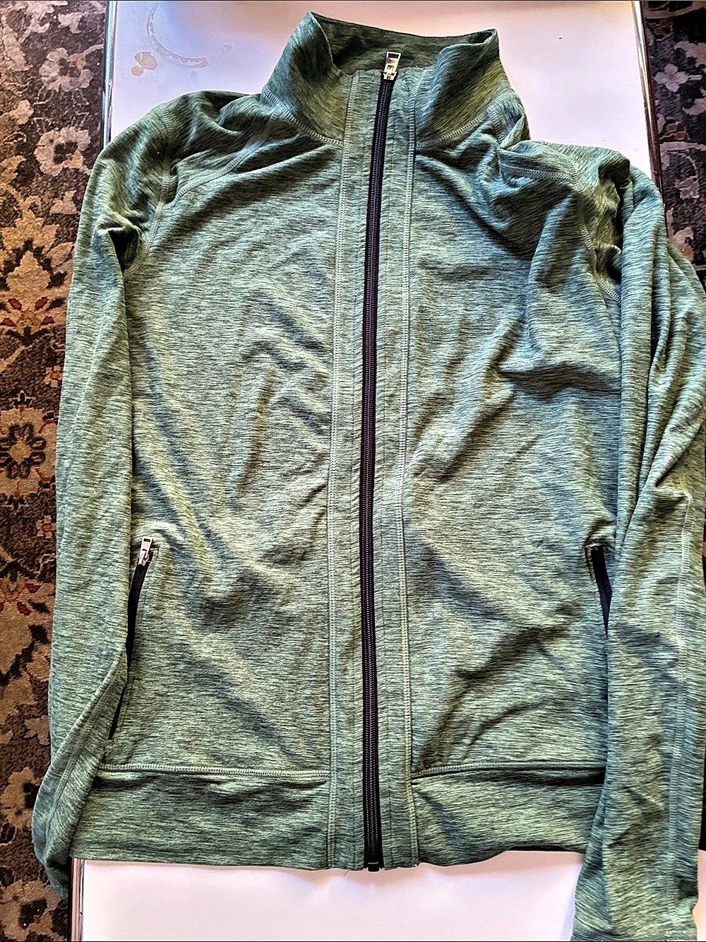 Lularoe rise legging material  Green Full-Zip Jacket Like New